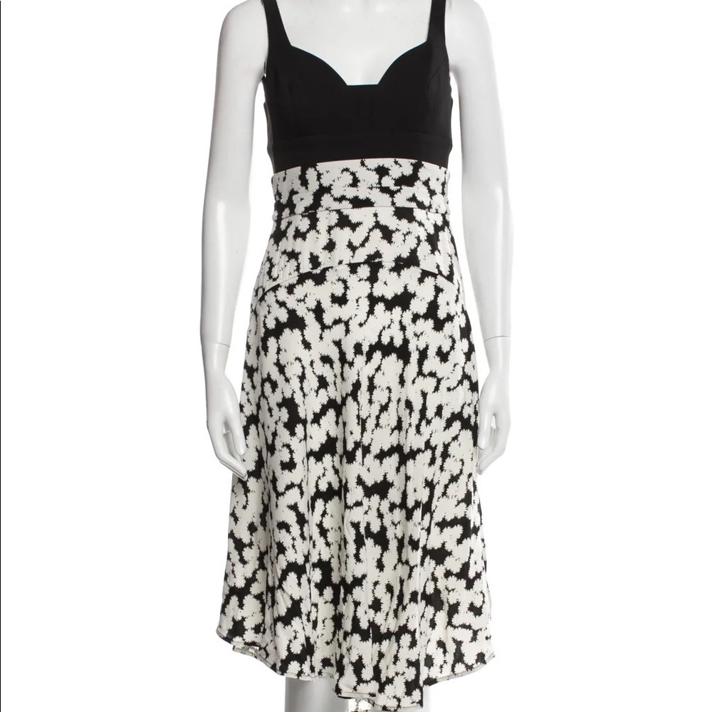 A.L.C. Printed Midi Length Dress black and white
